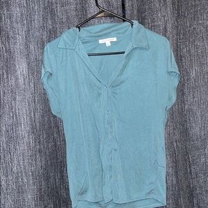 Madewell Dusty Teal Short Sleeve Button-Front Shirt
